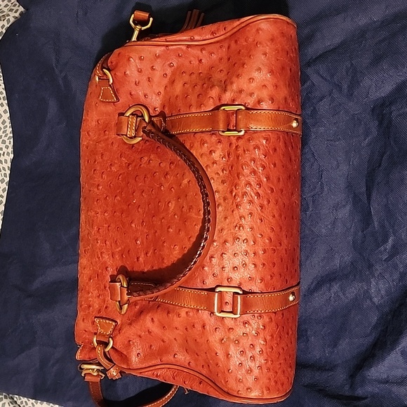 Dooney and Bourke Large Leather Ostrich Satchel - Picture 2 of 12
